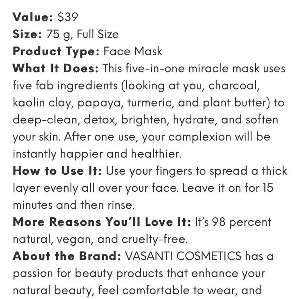VASANTI COSMETICS Brighten Up! Miracle Mask 5 in 1